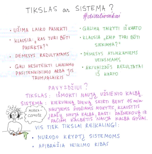 iliustracija apie sistemas ir tikslus