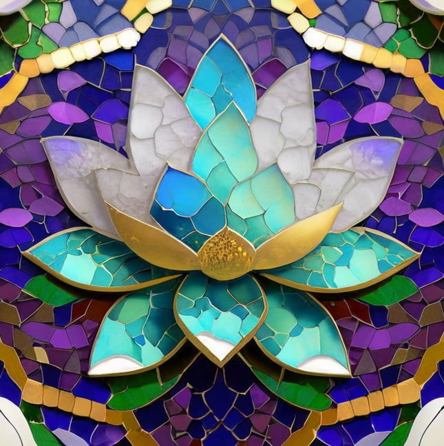 mosaic lily rainbow shades, reiki healing, spiritual