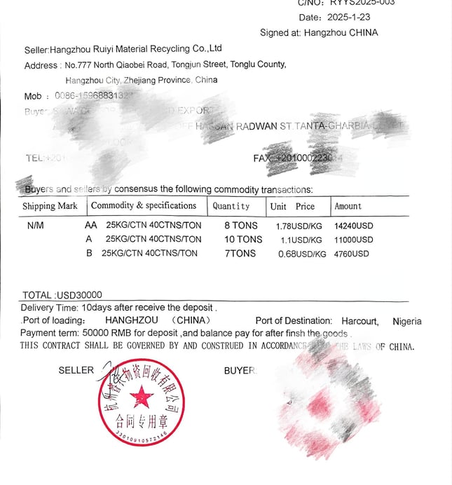 This is the sales contract we signed with overseas clients.