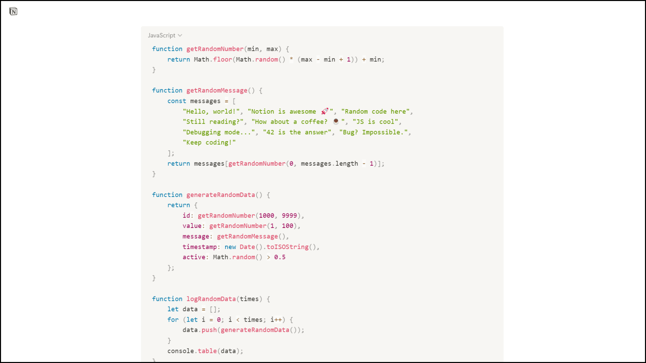 Notion Code Block Example