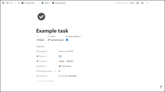 Notion Database Filled Page Example