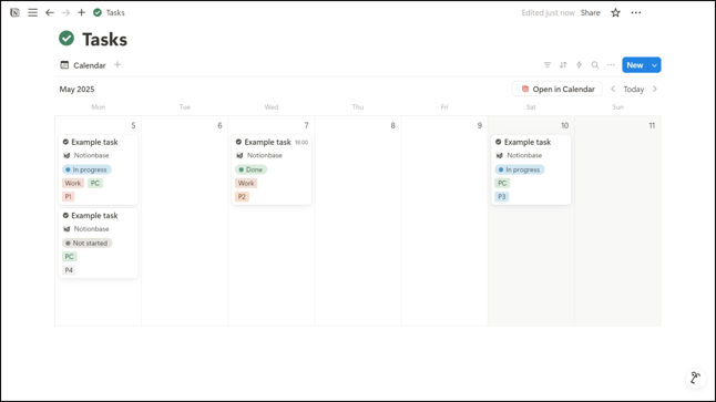 Notion Weekly Calendar View