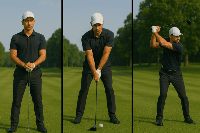 Golfer visualizing the perfect shot on the course.