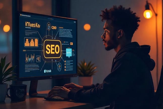 Trabajador realizando servicio SEO para posicionar web
