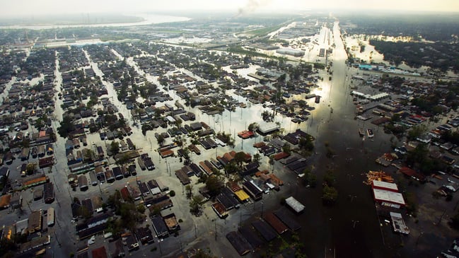 les ravages de Katrina à la Nouvelle-Orléans, une inondation gigantesque à la Nouvelle Orléans.