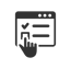 an icon with a persons hand making a selection on a screen