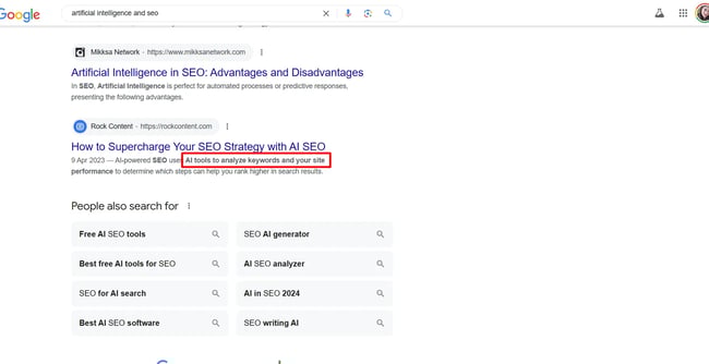Figuring out search intent and keyword suggestions from Google search result snippets