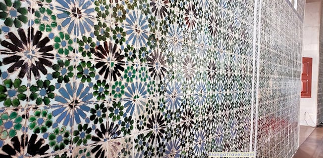 Gorgeous glazed tiles on the wall in Magpie Room of Sintra National Palace