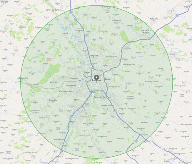 Carte géographique représentant mas zone d'intervention. 