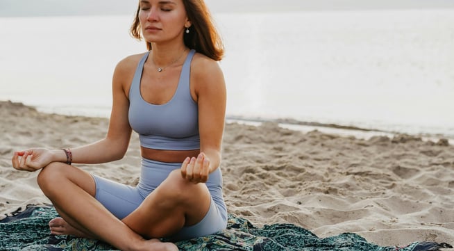 Woman meditating in the morning