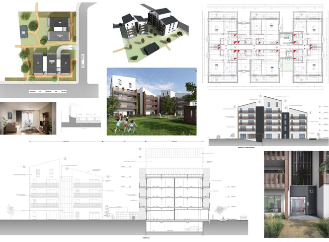 Maquette BIM d'un immeuble et livrables 2d