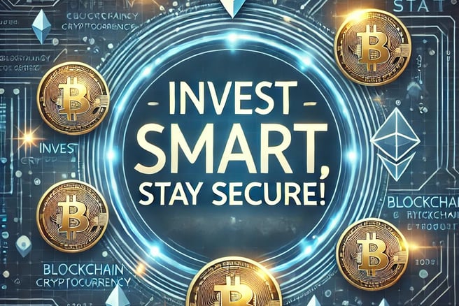 A visually engaging call-to-action image with the quote 'Invest Smart, Stay Secure!' set against a 