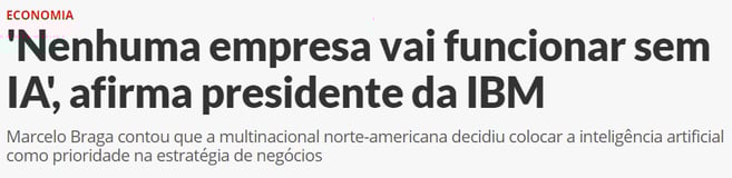 Noticia falando sobre o perigo que as empresas correm por não usarem a IA nos negócios