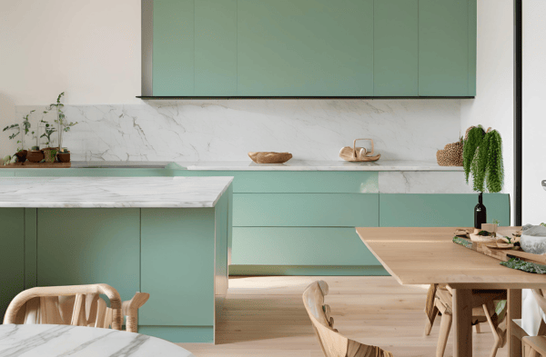 Sea Green Kitchen Cabinet