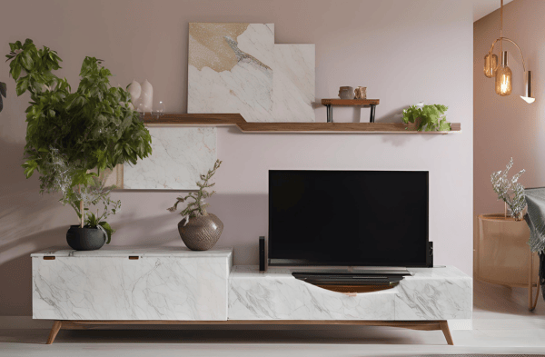Marble TV Unit with Marble Top