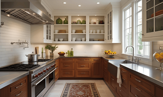 Kitchen Furniture Design with Stainless Steel Countertops