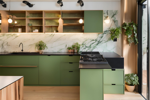 Olive Green Kitchen Cabinet