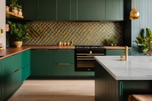 Dark Green Kitchen Cabinet
