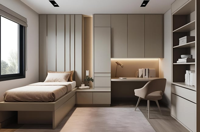 Modular Bedroom Design with Attached Study Space