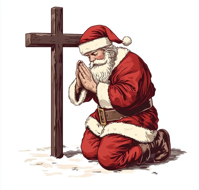 santa is praying to God