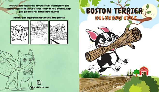 a book cover of boston terrier Coloring book