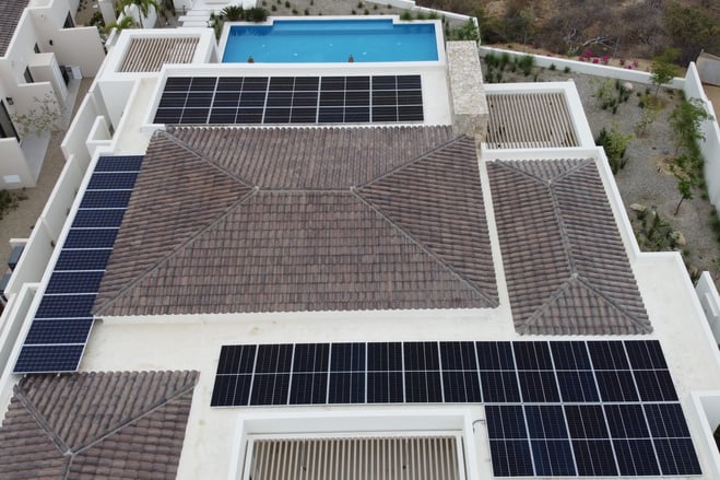 Hybrid solar installation in Los Cabos by Cabo Green Power. 