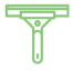 A green and white image of squeegee, a window cleaning hand tool