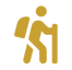 a 2D graphic showing a hill walker in gold