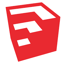 "SketchUp logo – 3D modeling software for architecture, interior design, and engineering on a red ge