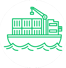 a container ship with a crane on it