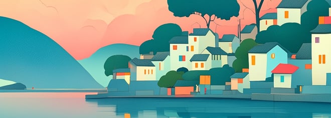 Serene village by the sea