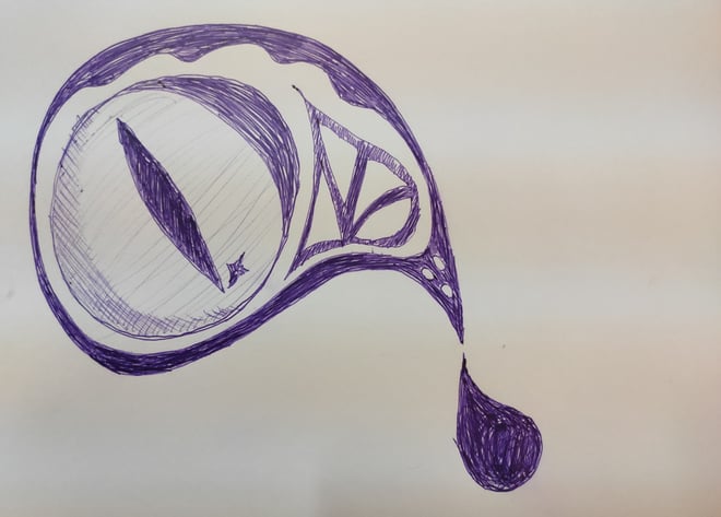 ink doodle Eagle Eye drop tear bird sharp water blue ball point drawing