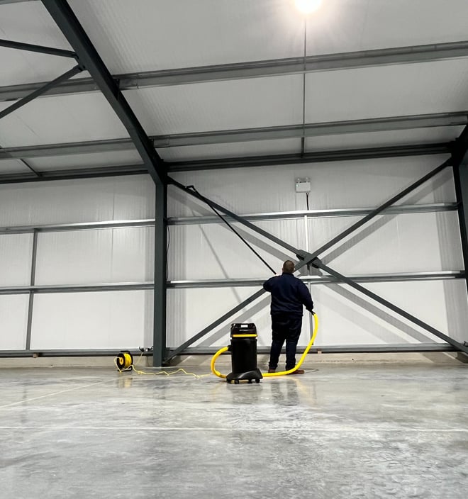 Vacuuming commercial warehouse
