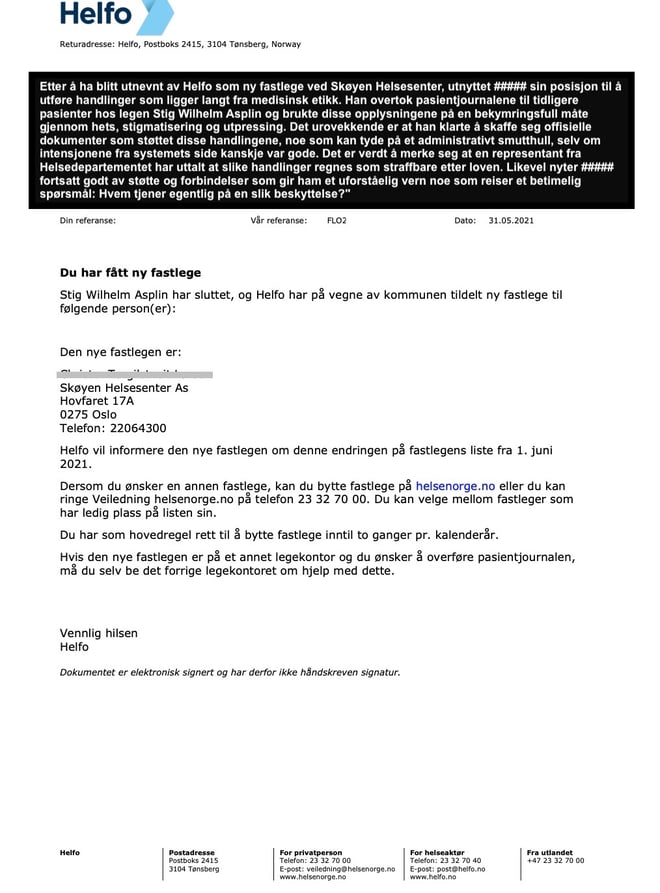Skøyen-helsesenter,Frogner,legeundersøkelse,helsemyndigheter-Statsforvalteren,Connie Lien,Stig Aspli