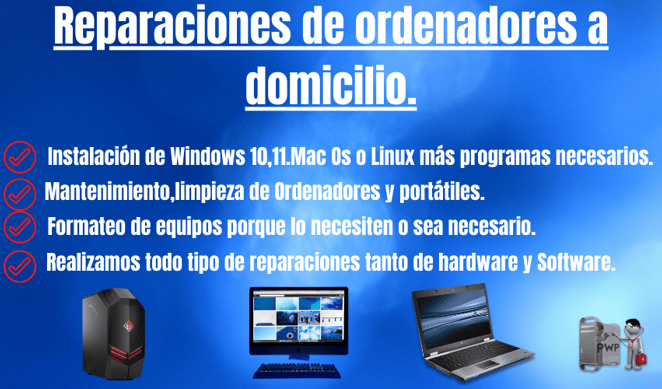 Reparaciones de ordenadores a domicilio