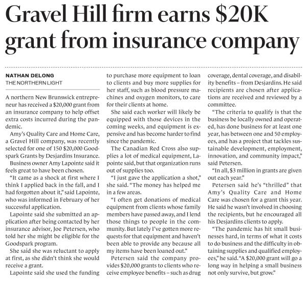 gravel hill firm earns $20k grant from insurance company