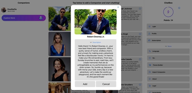Web App Robert Downey Jr.