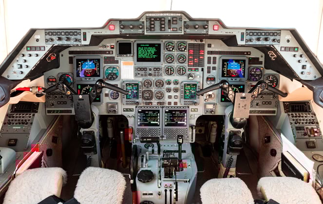 photo of a hawker 800xp private jet cockpit