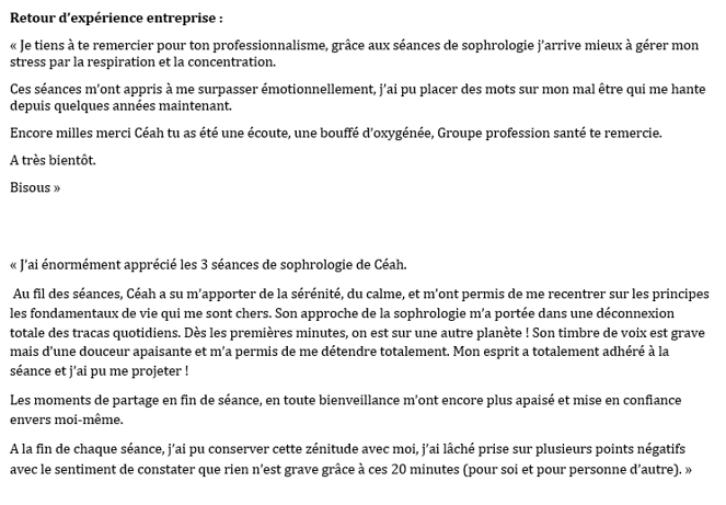 Séances de sophrologie très appréciées, un réel bien-être pour l'équipe