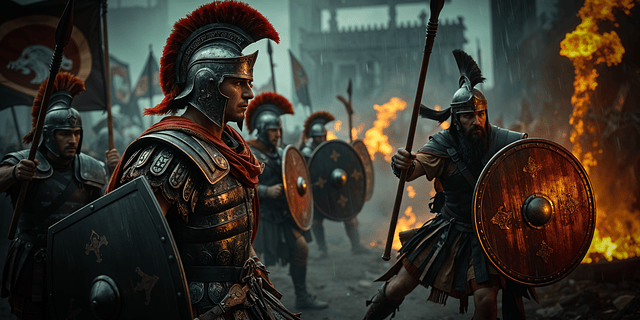 legionarios romanos en batalla