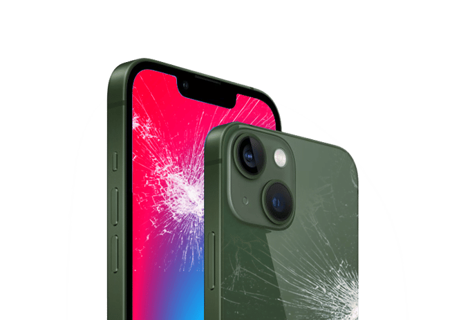 iphone front screen broken, back glass broken, no power .