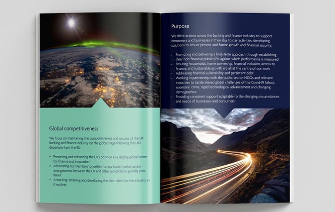 a report spread showing pictures and text