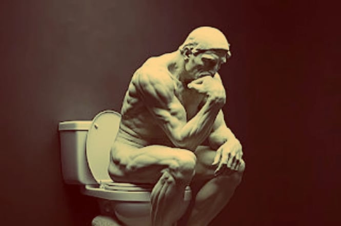Pensador de Rodin a statue of a man sitting on a toilet