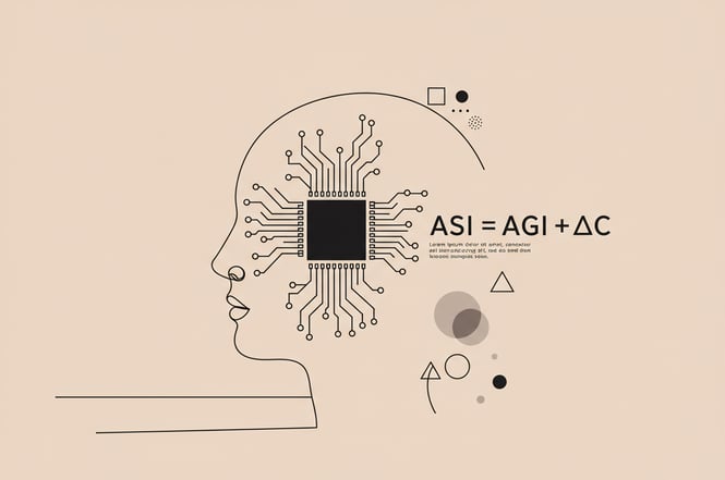 ASI AGI Artificial Superintelligence, a person with a computer chip in their head