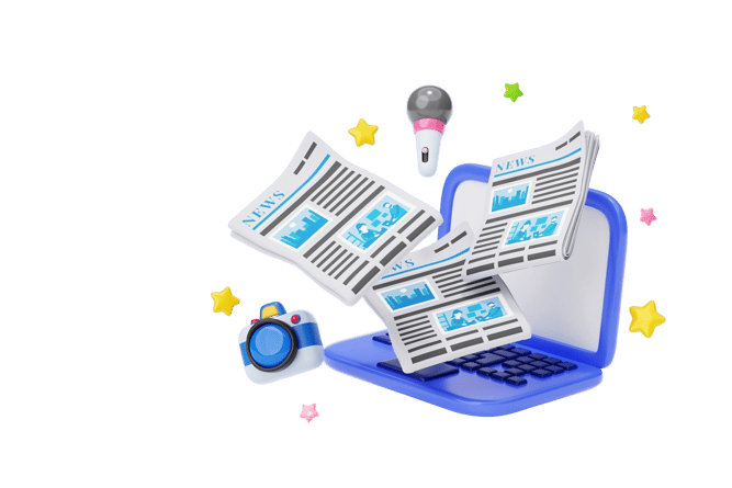Un ordinateur d'où sort de l'écran des articles de blog