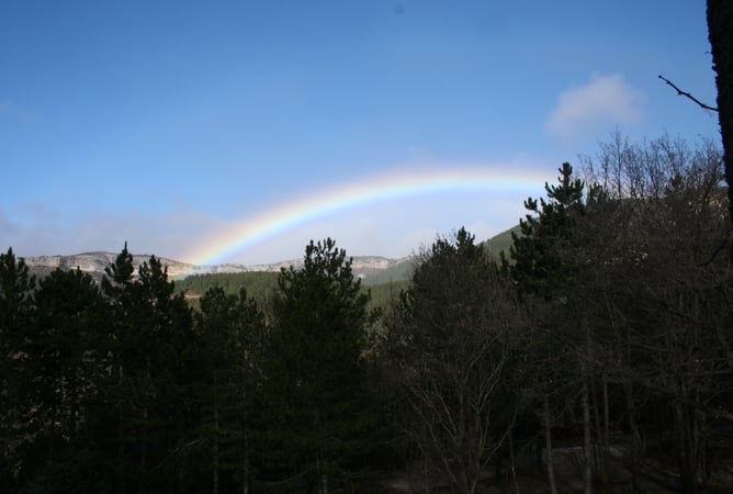 A rainbow over St Etienne de Gourgas