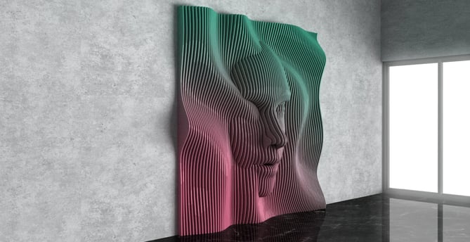 Mobilier parametric,riflaje 3d din mdf vopsit