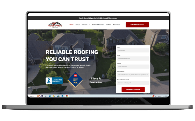 roofing company website design