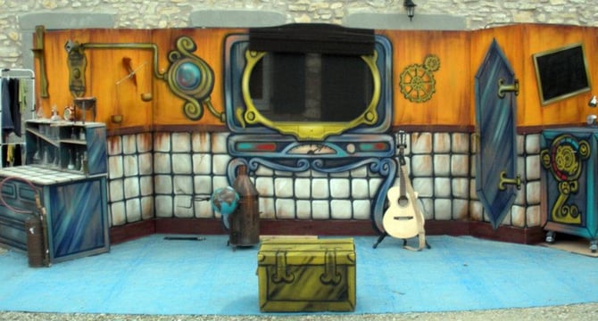 Décor de théâtre pour la compagnie Les Arts Verts