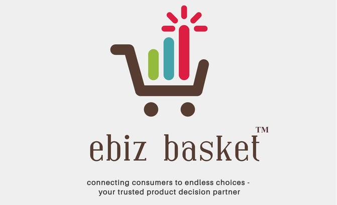 ebizbasket.shop logo depicting a shopping cart with eyes and bars, symbolising informed decision making and revenue scaling